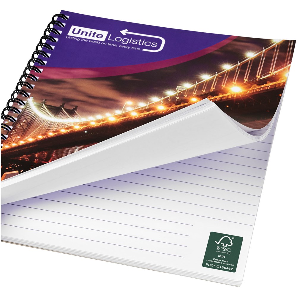 Desk-Mate® A4 spiraal notitieboek met bedrukte achterste omslag