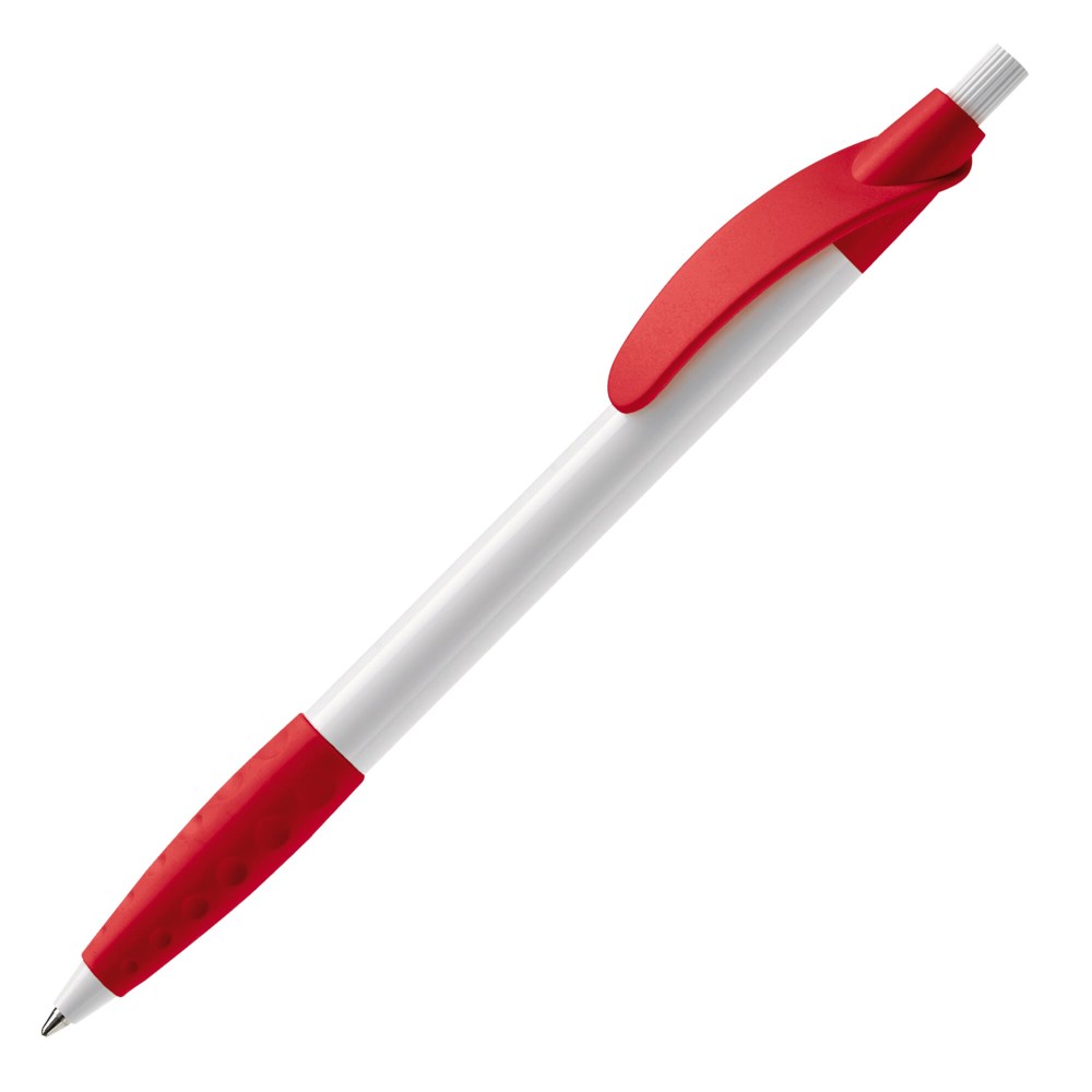 Balpen Cosmo grip hardcolour - Wit / Rood