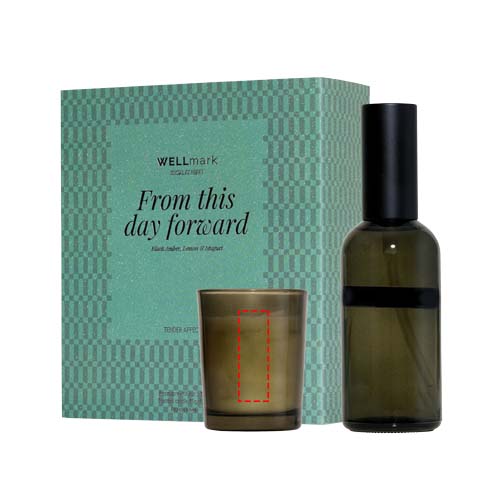 Wellmark cadeauset met 100 ml kamerspray en een 70 ml Tender Affection-kaars
