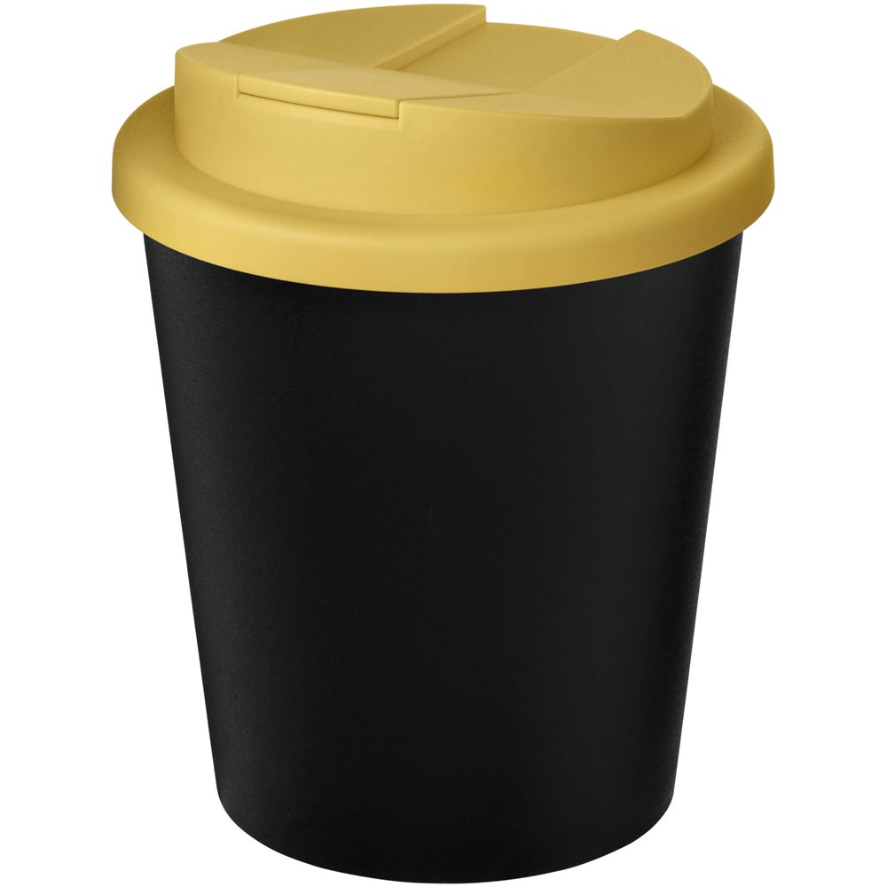 Americano® Espresso Eco 250 ml gerecyclede beker met knoeibestendig deksel  - Zwart, Geel